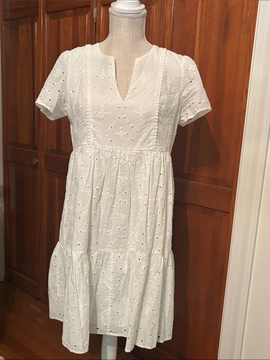 Knox Rose Dresses & Skirts - Knox Rose White Eyelet Tiered Mini Dress